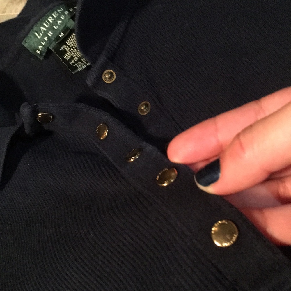 LAST CALL Ralph Lauren deep V snap button blouse - Picture 5 of 8